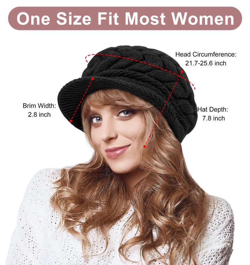 YSense 2 Pack Womens Winter Hats Warm Knit Hat Slouchy Beanie Cap with Brim Gifts - Image 2